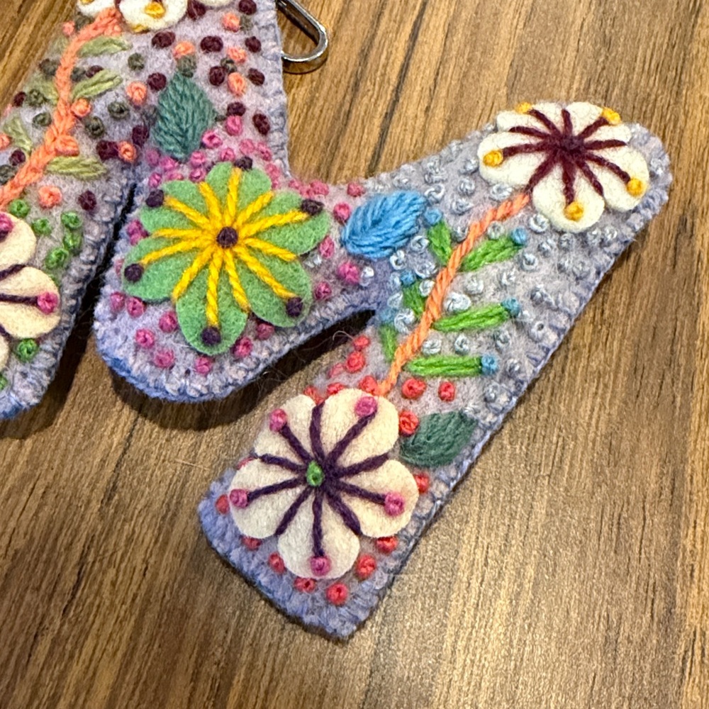 Felt Letter M Bag Charm - Picture 2 of 4